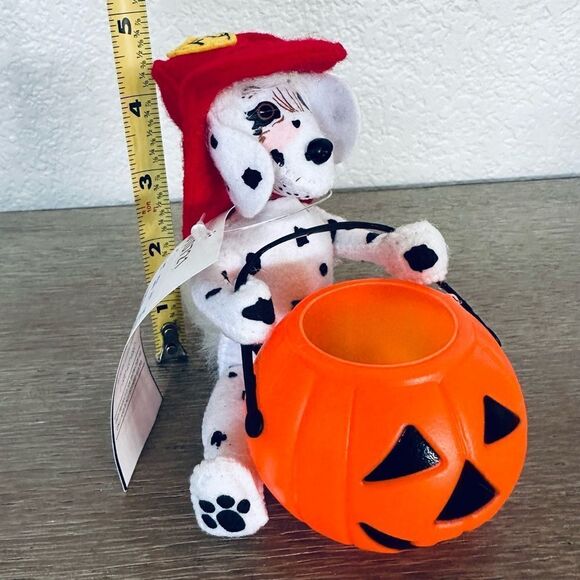 Annalee Dalmatian Dog with Pumpkin Holder Decor Halloween Figurine - Picture 3 of 4